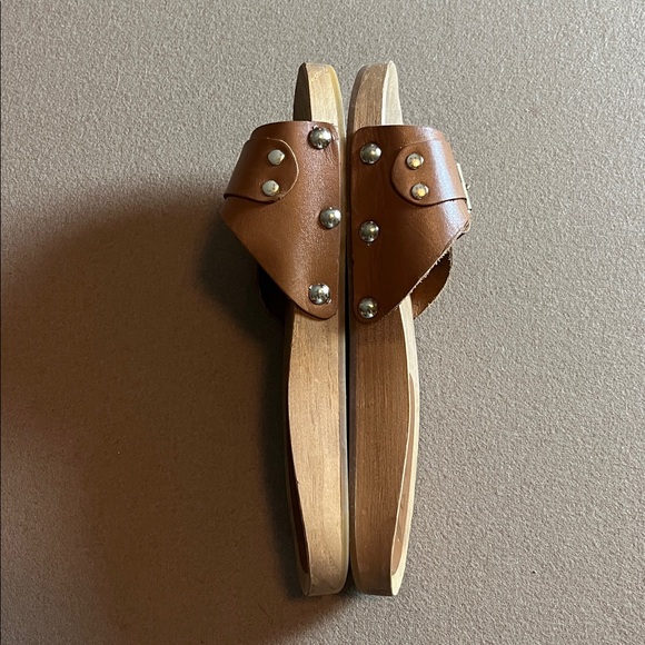 Zara Wooden Sole Slide Sandals Buckle Size 38 - Picture 3 of 8